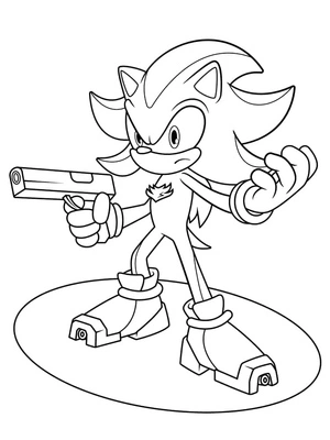 Página para Colorir Shadow the Hedgehog e sua arma, Gun
