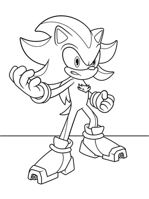 Página para Colorir Shadow the Hedgehog em Batalha