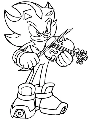 Página para Colorir Shadow the Hedgehog tocando violino