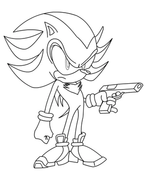Página para Colorir Shadow the Hedgehog com uma Arma