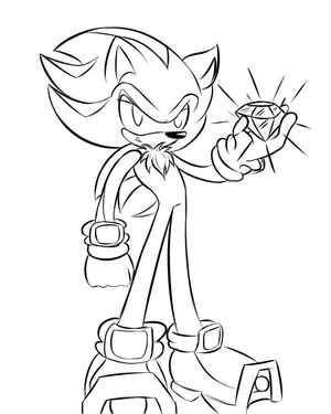 Página para Colorir Shadow the Hedgehog com Diamantes