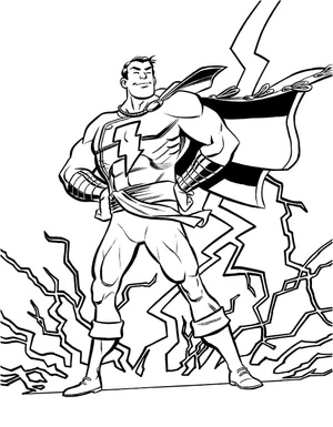 Página para Colorir Shazam e Raio