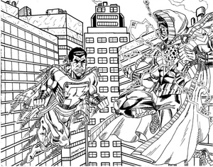 Página para Colorir Shazam versus Black Adam