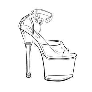 Sapato de salto alto, médio calçados coloring page, free printable