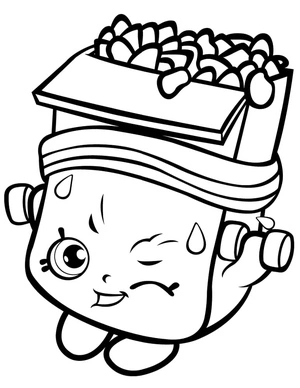 Quebra-Crocante piscando, fácil página para colorir Shopkins, imprimível grátis