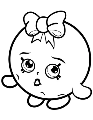 Shopkins Bolhas com laço, fácil página para colorir Shopkins, imprimível grátis