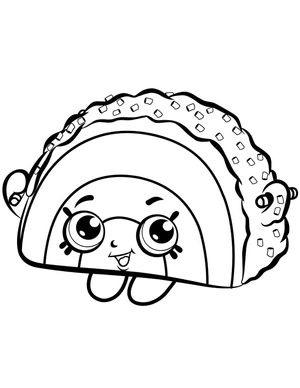 Shopkins Mordida Arco-Íris sorrindo, página de colorir fácil Shopkins, imprimível grátis