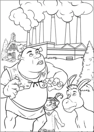 Página para Colorir Shrek e Amigos Simples