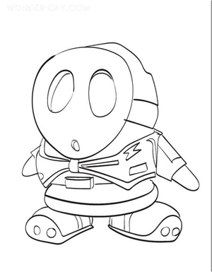 Mario com Shy Guy: Página de Colorir Grátis