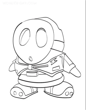 Página para Colorir Mario com Shy Guy: Página de Colorir Grátis
