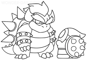 Página para Colorir Mario com Bowser e Shy Guy