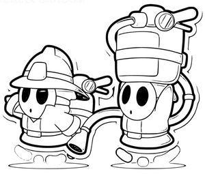 Página para Colorir Página para Colorir do Mario com Shy Guy para Imprimir