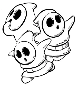 Página para Colorir Shy Guy do Super Mario