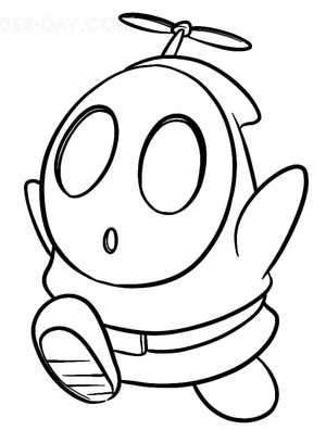 Página para Colorir Mario Tímido - Cara Fofo