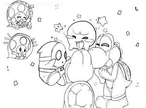 Página para Colorir Yoshi e Shy Guy da série Mario