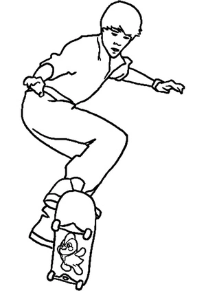 Página para Colorir Menino Andando de Skate