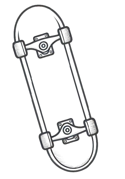 Página para Colorir Skateboarding Grátis
