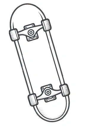 Página para Colorir Skateboarding Grátis