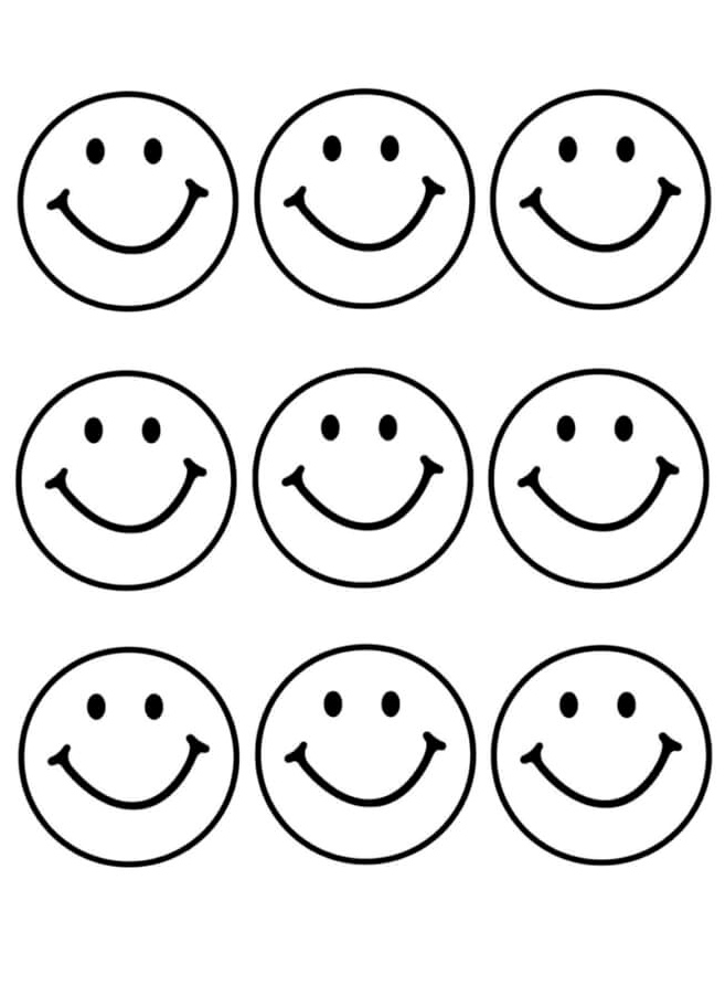 Página para Colorir Nove Carinhas Felizes
