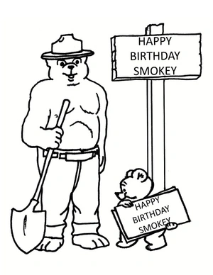 Página para Colorir Comemore o Aniversário do Smokey