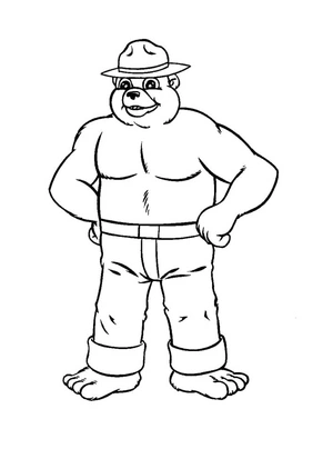 Página para Colorir Urso Smokey Alegre