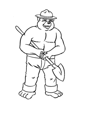 Página para colorir imprimível com o Urso Smokey