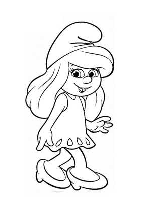 Página para Colorir Smurfette Feliz
