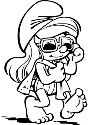 Página para Colorir Smurfette Descolada