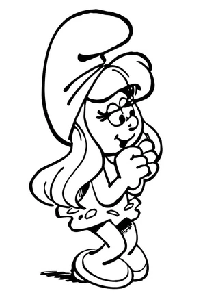 Página para Colorir Smurfette de um desenho animado