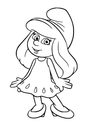 Página para Colorir Smurfette da série animada Os Smurfs