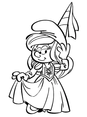 Página para Colorir Smurfette, Princesa