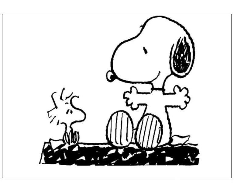 Página para Colorir Snoopy e Woodstock Simples