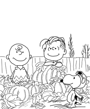 Snoopy e Amigos Cercados por Abóboras