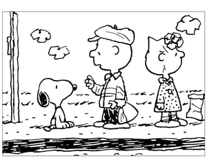 Página para Colorir Snoopy Aprendendo com Charlie