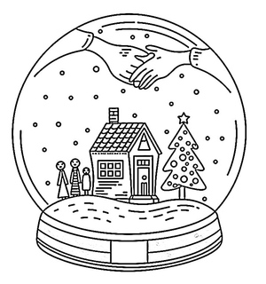 Página para Colorir Globo de Neve Infantil