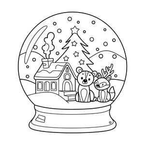 Página para Colorir Página de Colorir Globo de Neve Grátis para Crianças