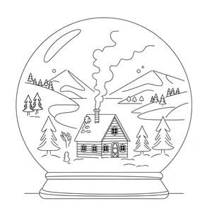 Página para Colorir Página para Colorir de Globo de Neve Grátis para Imprimir