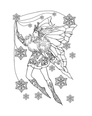 Página para Colorir Página para Colorir de Fada e Floco de Neve