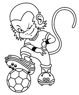 Página para Colorir Macaco Jogador de Futebol