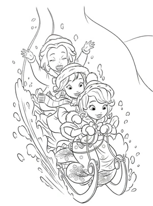 Página para Colorir Sofia, a Princesa, e Seus Amigos