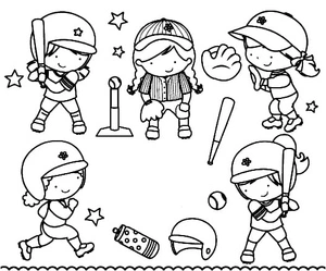 Página para Colorir Página para Colorir de Softbol para Imprimir