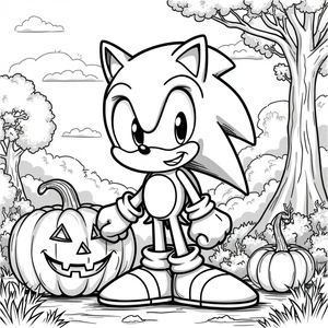 Página para Colorir Sonic Adorável no Halloween