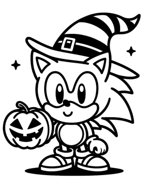 Página para Colorir Sonic Fofo de Halloween
