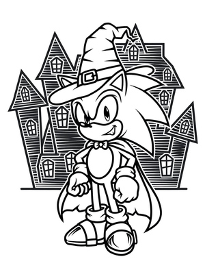 Página de Colorir Grátis do Sonic para Halloween