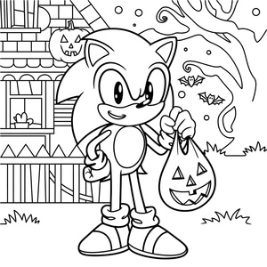 Página para Colorir Página para colorir de Halloween para imprimir com Sonic