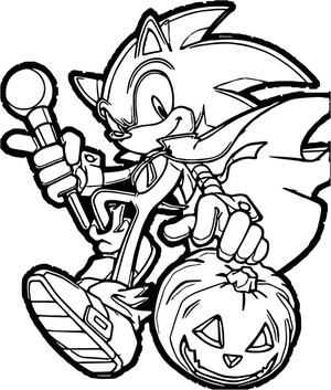 Página para Colorir Ilustração de Halloween do Sonic