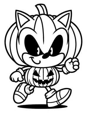 Página para Colorir Diversão Assustadora de Halloween do Sonic