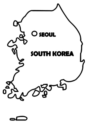 Página para Colorir do Mapa da Coreia do Sul