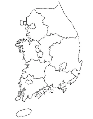 Página para Colorir Página para Colorir Mapa da Coreia do Sul
