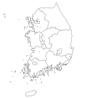 Página para Colorir Mapa da Coreia do Sul